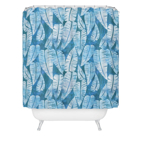 Schatzi Brown Island Goddess Leaf Turquoise Shower Curtain