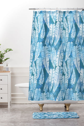 Schatzi Brown Island Goddess Leaf Turquoise Shower Curtain And Mat
