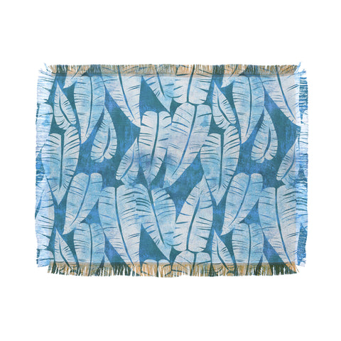 Schatzi Brown Island Goddess Leaf Turquoise Throw Blanket