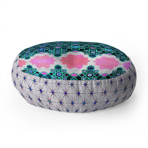 Schatzi Brown Jeema Boho Pattern Green Floor Pillow Round