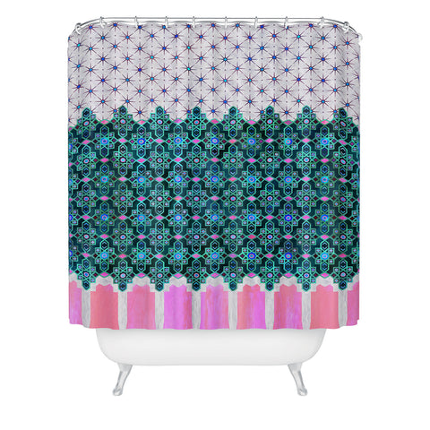 Schatzi Brown Jeema Boho Pattern Green Shower Curtain