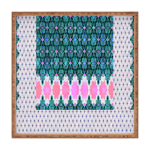 Schatzi Brown Jeema Boho Pattern Green Square Tray