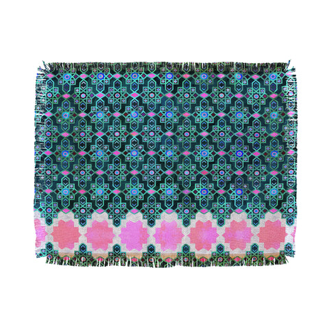 Schatzi Brown Jeema Boho Pattern Green Throw Blanket