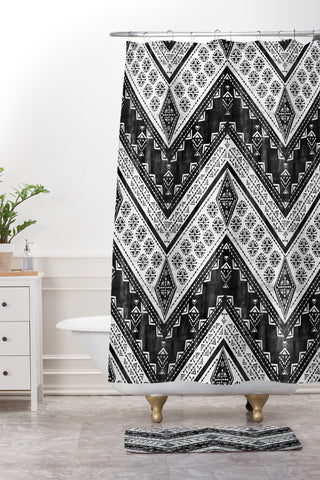 Schatzi Brown Jirra Chevron Shower Curtain And Mat