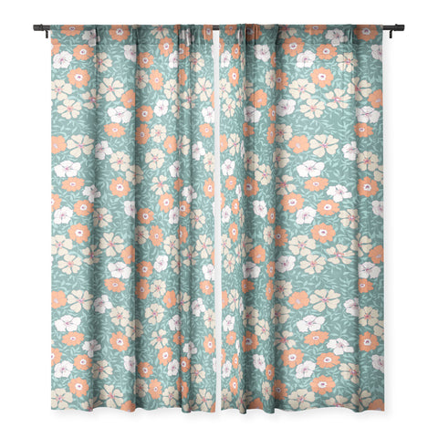 Schatzi Brown Jirra Floral Green Sheer Non Repeat