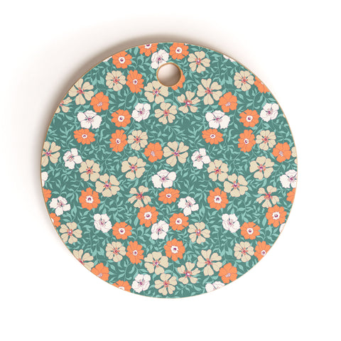 Schatzi Brown Jirra Floral Green Cutting Board Round