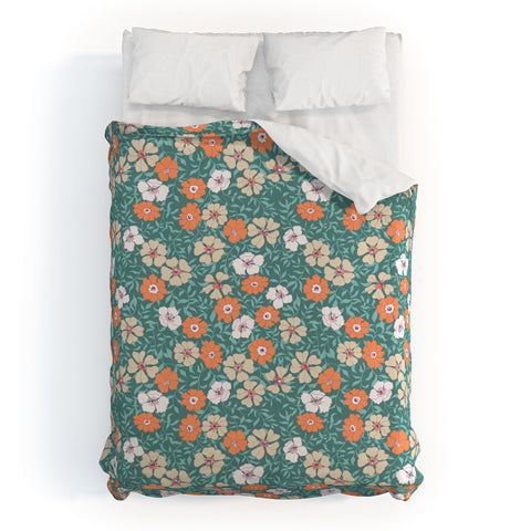 Schatzi Brown Jirra Floral Green Duvet Cover
