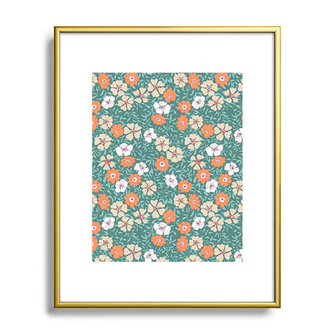 Schatzi Brown Jirra Floral Green Metal Framed Art Print