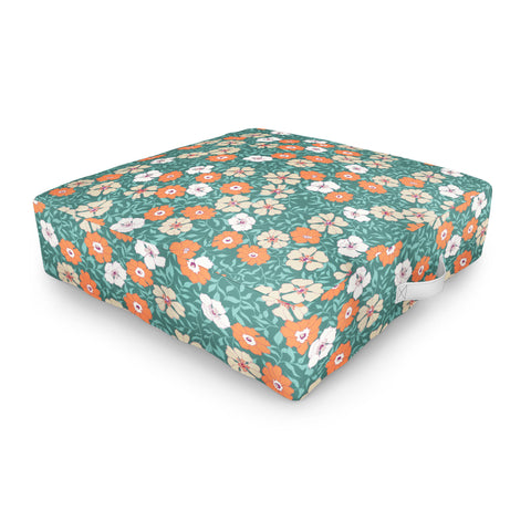 Schatzi Brown Jirra Floral Green Outdoor Floor Cushion