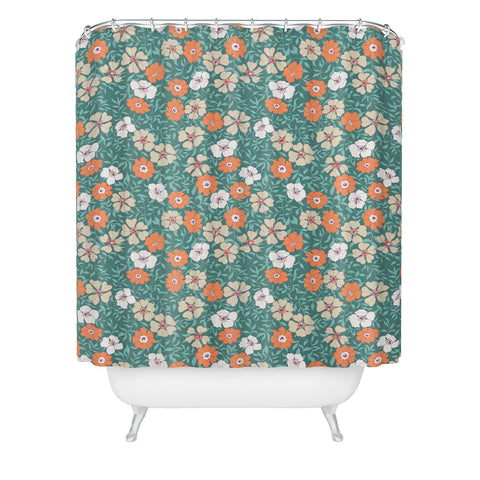Schatzi Brown Jirra Floral Green Shower Curtain