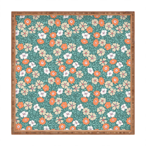 Schatzi Brown Jirra Floral Green Square Tray