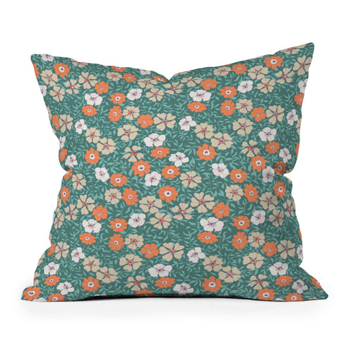 Schatzi Brown Jirra Floral Green Throw Pillow