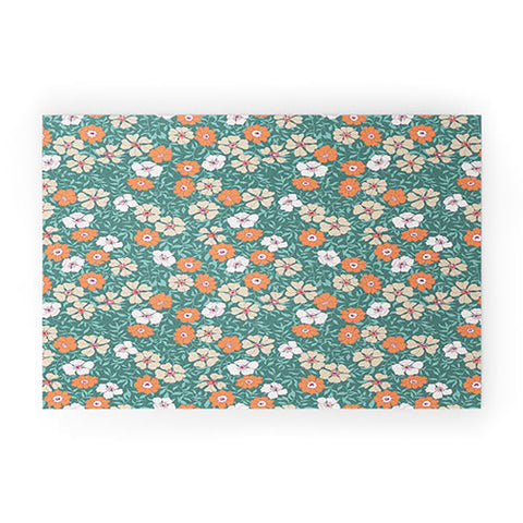 Schatzi Brown Jirra Floral Green Welcome Mat