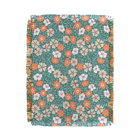 Schatzi Brown Jirra Floral Green Throw Blanket