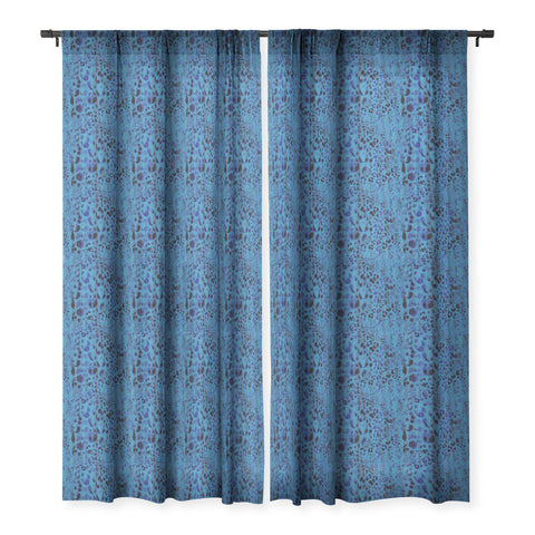 Schatzi Brown Jungle Cat Blue Sheer Window Curtain
