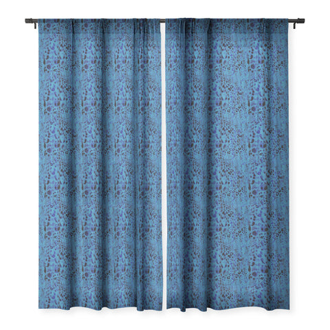 Schatzi Brown Jungle Cat Blue Sheer Window Curtain