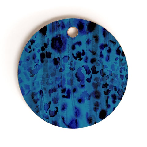 Schatzi Brown Jungle Cat Blue Cutting Board Round