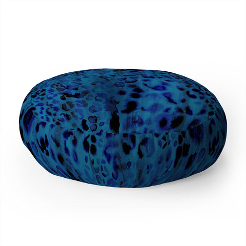 Schatzi Brown Jungle Cat Blue Floor Pillow Round