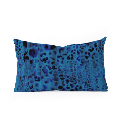 Schatzi Brown Jungle Cat Blue Oblong Throw Pillow
