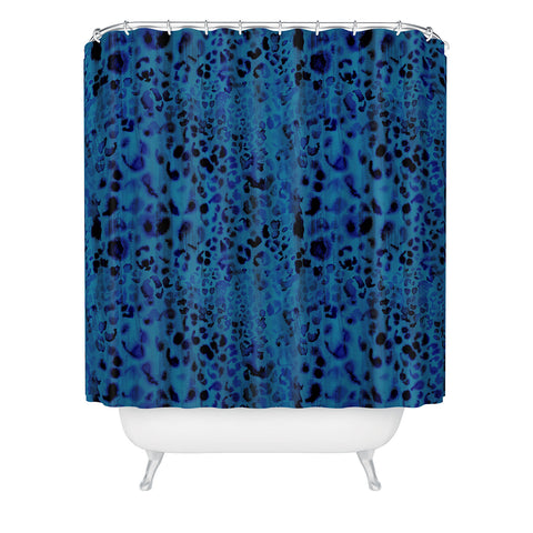Schatzi Brown Jungle Cat Blue Shower Curtain