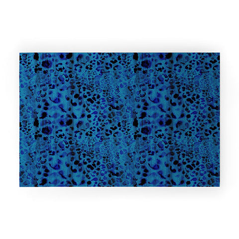 Schatzi Brown Jungle Cat Blue Welcome Mat