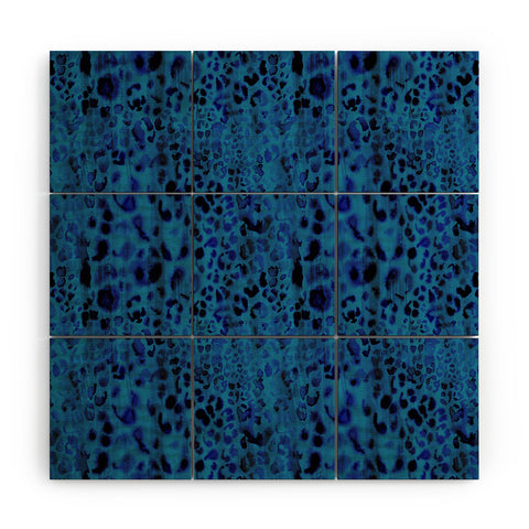 Schatzi Brown Jungle Cat Blue Wood Wall Mural