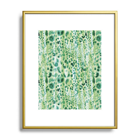 Schatzi Brown Jungle Cat Green Metal Framed Art Print