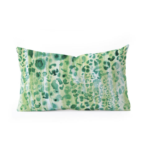 Schatzi Brown Jungle Cat Green Oblong Throw Pillow