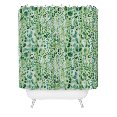 Schatzi Brown Jungle Cat Green Shower Curtain