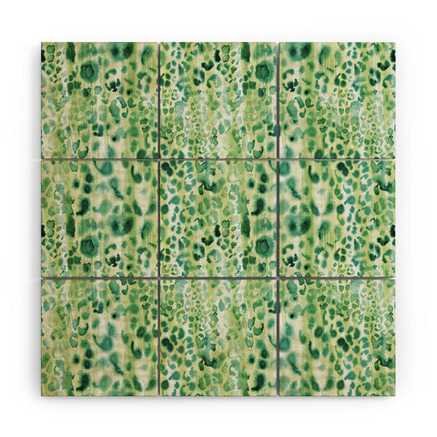 Schatzi Brown Jungle Cat Green Wood Wall Mural