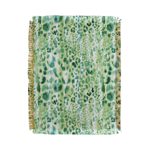 Schatzi Brown Jungle Cat Green Throw Blanket