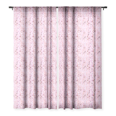 Schatzi Brown Jungle Cat Pink Sheer Window Curtain