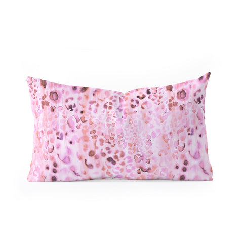 Schatzi Brown Jungle Cat Pink Oblong Throw Pillow