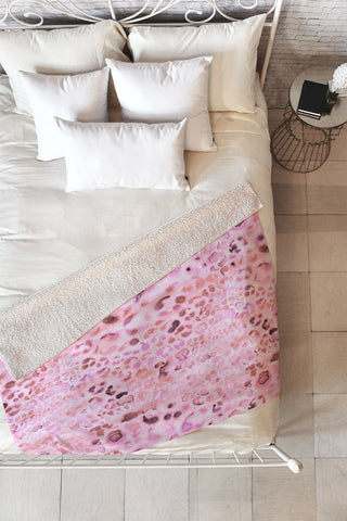 Schatzi Brown Jungle Cat Pink Fleece Throw Blanket