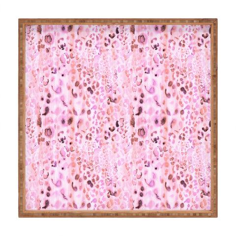 Schatzi Brown Jungle Cat Pink Square Tray