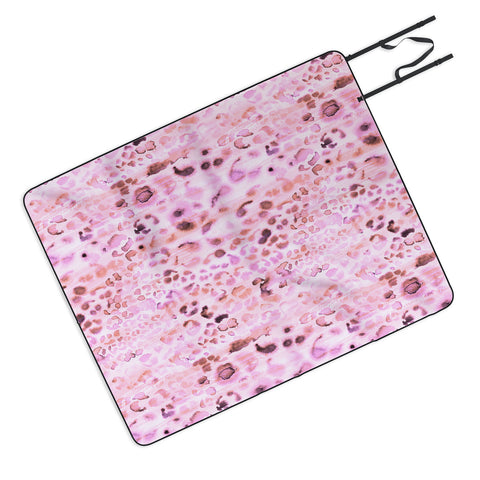 Schatzi Brown Jungle Cat Pink Picnic Blanket