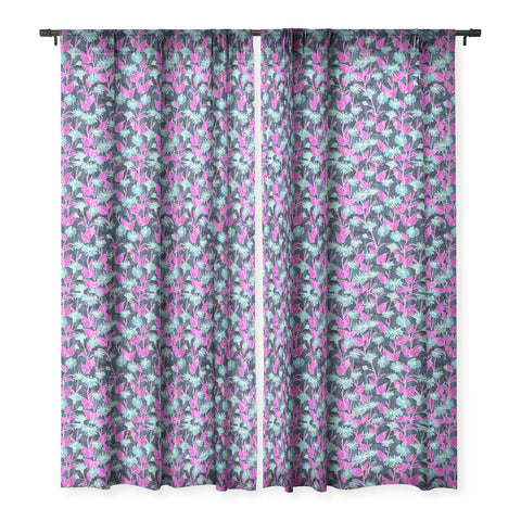 Schatzi Brown Jusitna Floral Ink Sheer Window Curtain