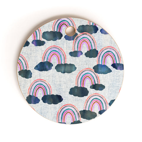 Schatzi Brown Just Rainbows light Linen Cutting Board Round