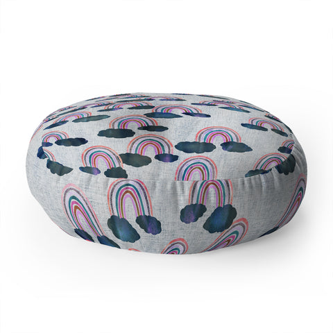 Schatzi Brown Just Rainbows light Linen Floor Pillow Round