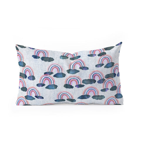 Schatzi Brown Just Rainbows light Linen Oblong Throw Pillow