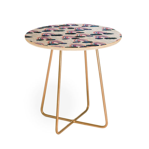 Schatzi Brown Just Rainbows light Linen Round Side Table