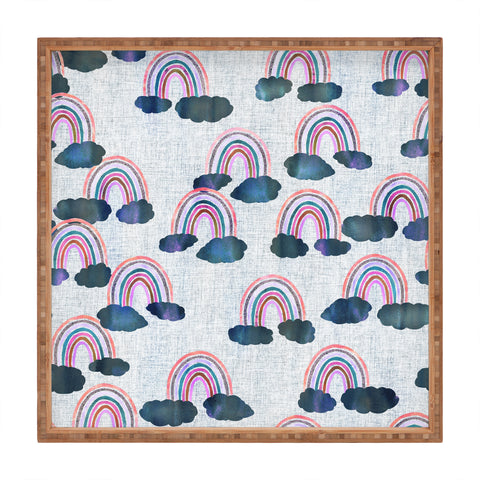 Schatzi Brown Just Rainbows light Linen Square Tray