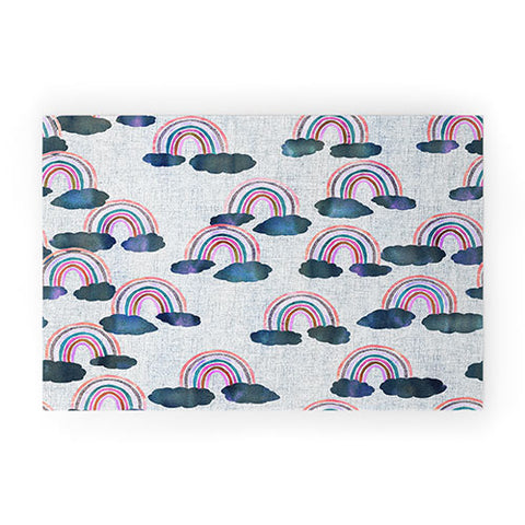 Schatzi Brown Just Rainbows light Linen Welcome Mat
