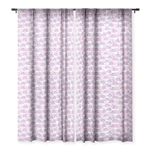 Schatzi Brown Just Rainbows Pink Sheer Window Curtain