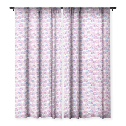 Schatzi Brown Just Rainbows Pink Sheer Window Curtain