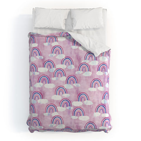 Schatzi Brown Just Rainbows Pink Duvet Cover