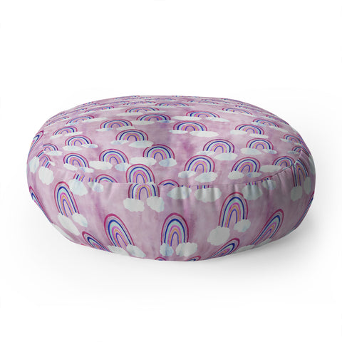 Schatzi Brown Just Rainbows Pink Floor Pillow Round