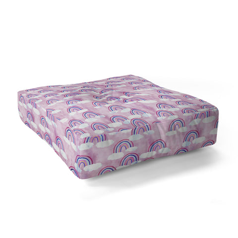 Schatzi Brown Just Rainbows Pink Floor Pillow Square