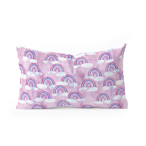 Schatzi Brown Just Rainbows Pink Oblong Throw Pillow