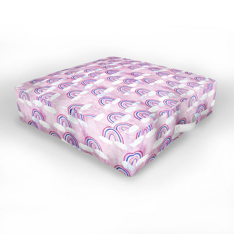 Schatzi Brown Just Rainbows Pink Outdoor Floor Cushion